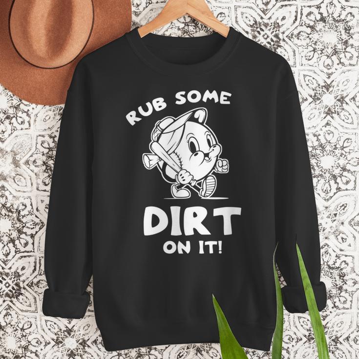 Rub Some Dirt On It Cute Girls Retro Baseball Mom Softball Women Crewneck Sweatshirt Rub Some Dirt On It Cute Girls Retro Baseball Mom Softball Women Crewneck Sweatshirt