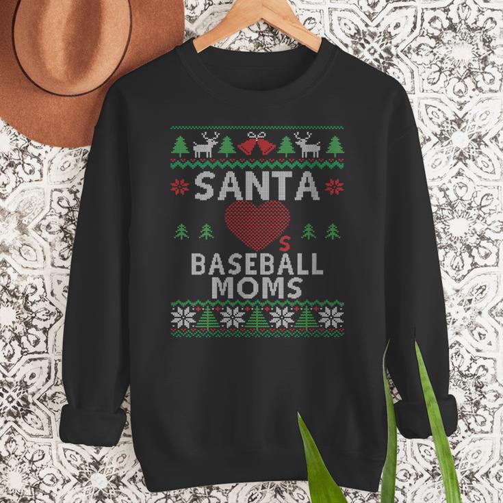 Santa Loves Baseball Moms Ugly Christmas Women Crewneck Sweatshirt