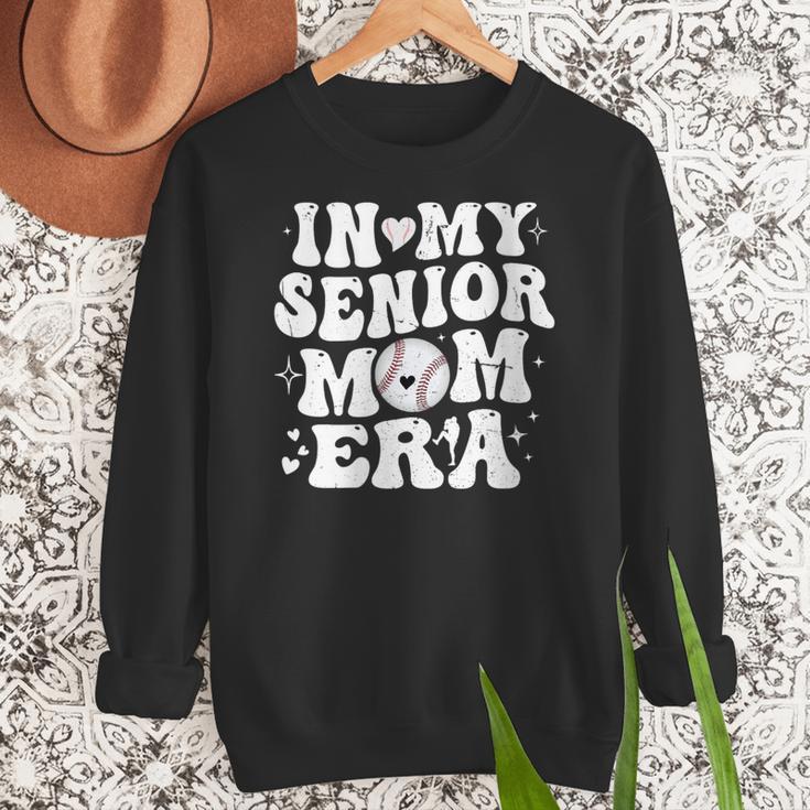 In My Senior Mom Era Class Of 2024 Groovy Baseball Mom Life Women Crewneck Sweatshirt