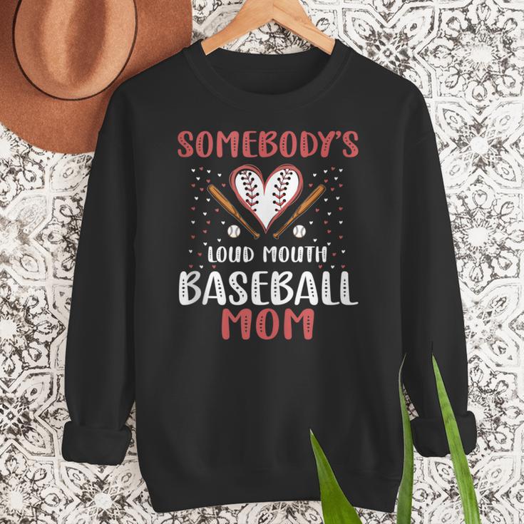 Somebody’s Loud Mouth Baseball Mom Women Crewneck Sweatshirt