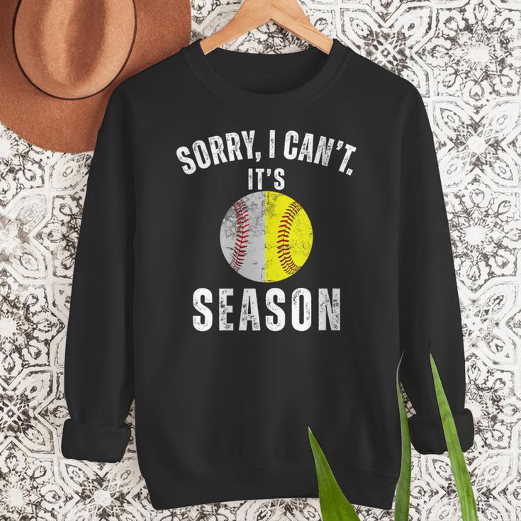 Sorry I Cant It's Season Vintage Softball Baseball Mom Women Crewneck Sweatshirt Sorry I Cant It's Season Vintage Softball Baseball Mom Women Crewneck Sweatshirt