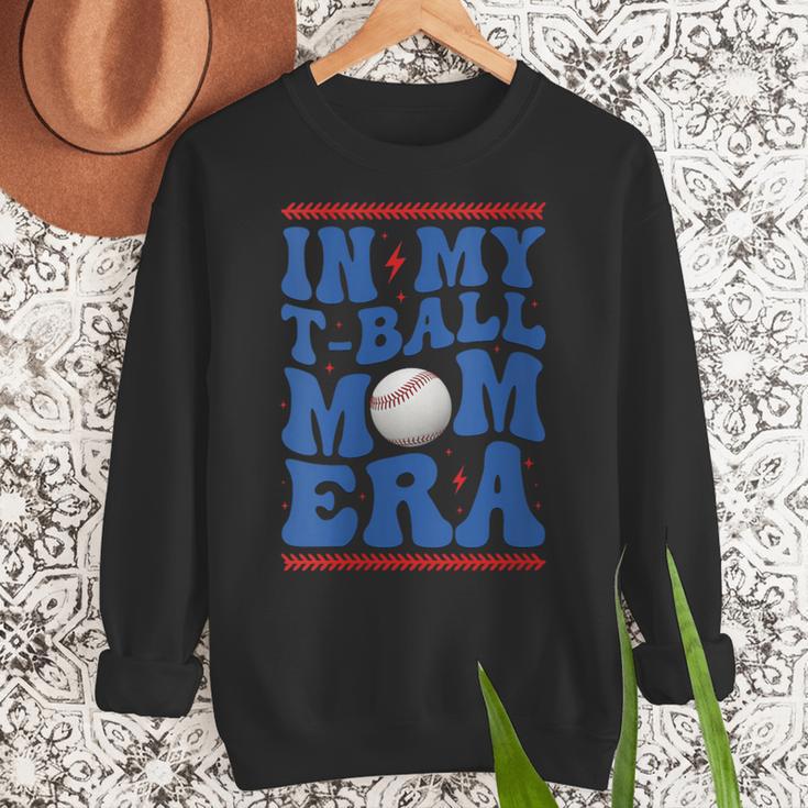 In My T-Ball Mom Era Baseball Mom Groovy Mother's Day Women Crewneck Sweatshirt