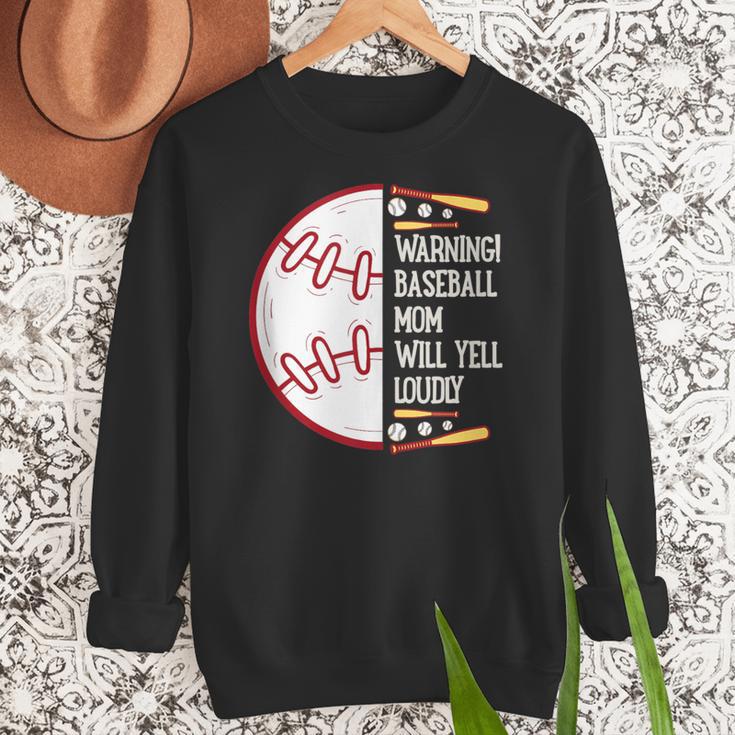 Warning Baseball Mom Will Yell Loudly Women Crewneck Sweatshirt