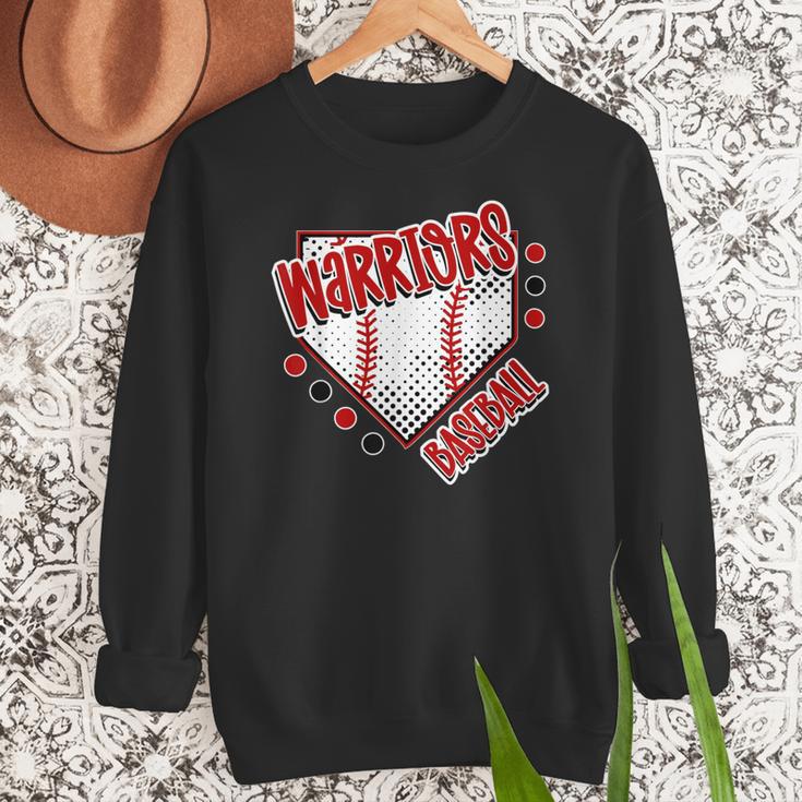 Warriors Home Plate Baseball Sports Baseball Mom Women Crewneck Sweatshirt