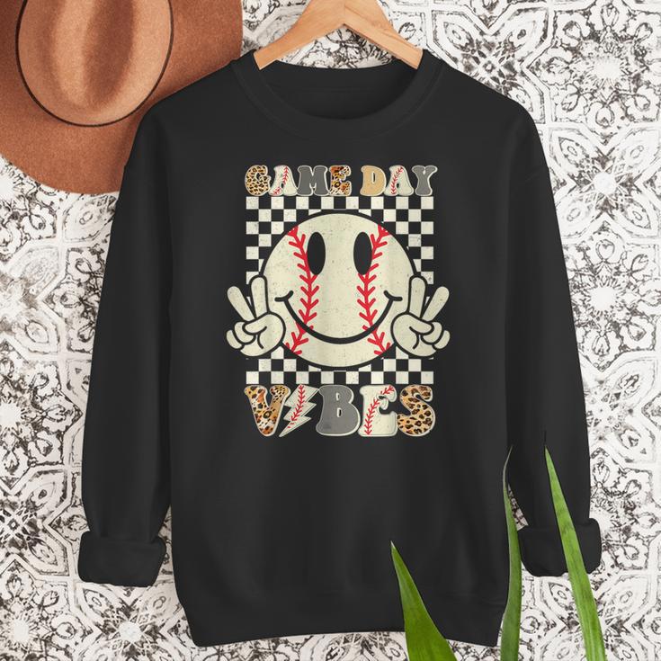 Women Kids Baseball Game Day Vibes Smile Baseball Mom Women Crewneck Sweatshirt Women Kids Baseball Game Day Vibes Smile Baseball Mom Women Crewneck Sweatshirt