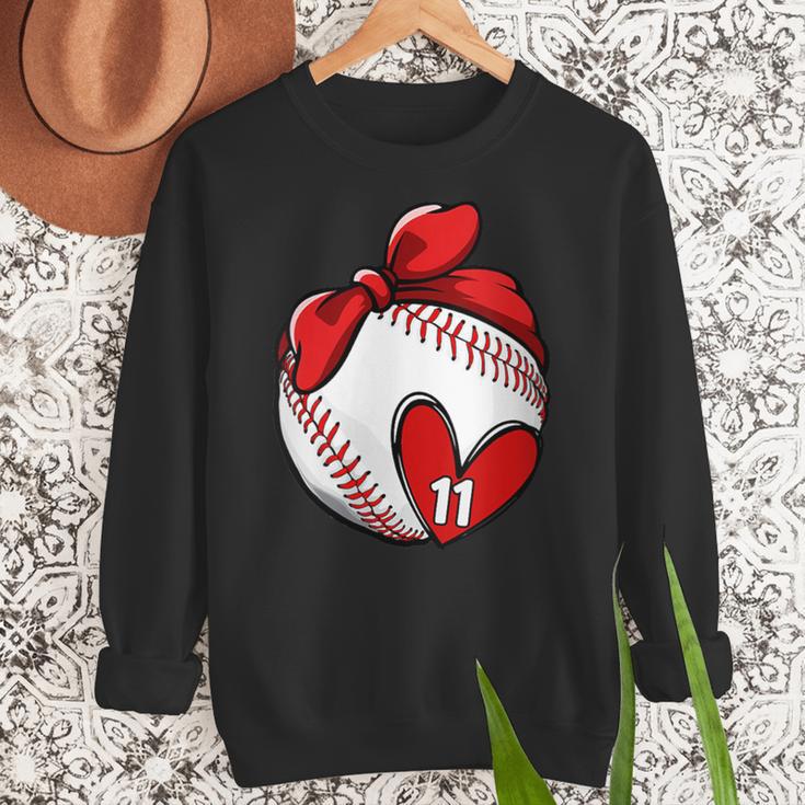 Womens Custom Baseball Mom Number 11 Heart For Mom Mommy Women Crewneck Sweatshirt Womens Custom Baseball Mom Number 11 Heart For Mom Mommy Women Crewneck Sweatshirt