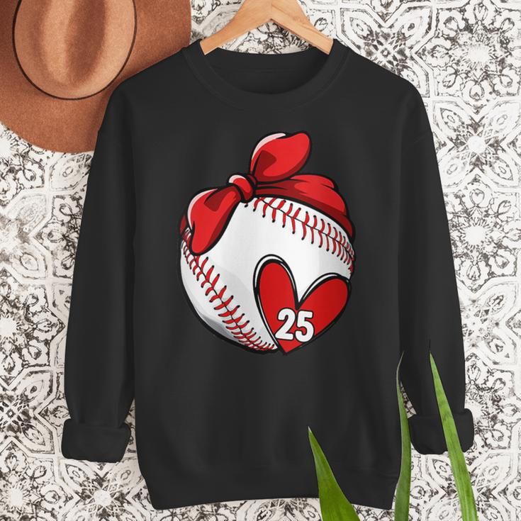 Womens Custom Baseball Mom Number 25 Heart For Mom Mommy Women Crewneck Sweatshirt Womens Custom Baseball Mom Number 25 Heart For Mom Mommy Women Crewneck Sweatshirt