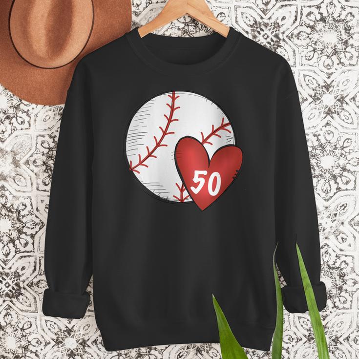 Womens Custom Baseball Mom Number 50 Heart For Mom Mommy Women Crewneck Sweatshirt Womens Custom Baseball Mom Number 50 Heart For Mom Mommy Women Crewneck Sweatshirt