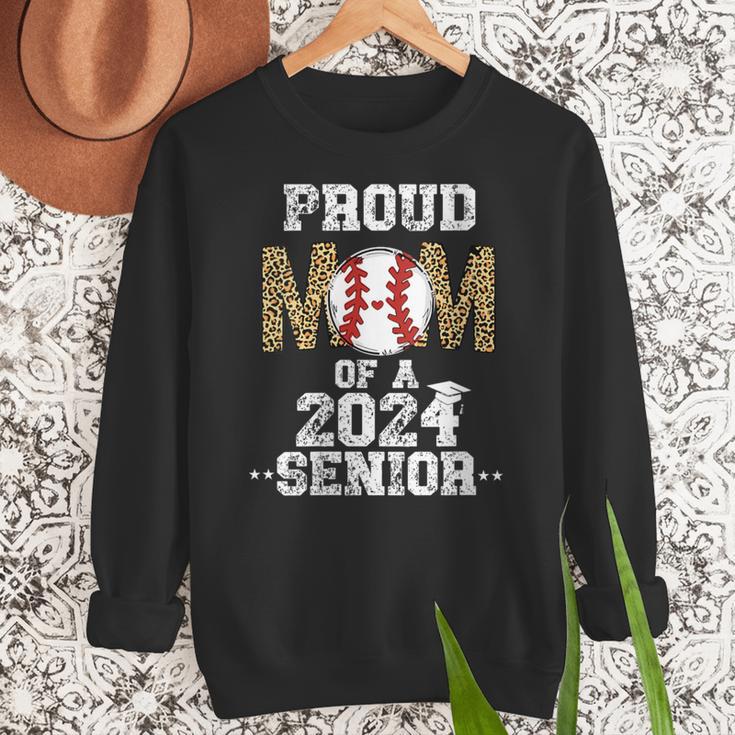 Womens Proud Mom Of a 2024 Senior Class Of 2024 Baseball Mom Women Crewneck Sweatshirt