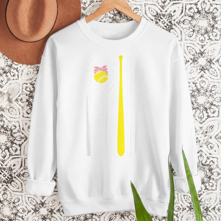 American Flag Baseball Mom Team Women Crewneck Sweatshirt
