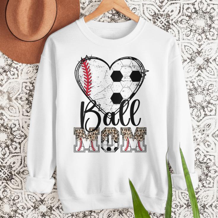 Ball Mom Heart Soccer Baseball Mom Women Crewneck Sweatshirt