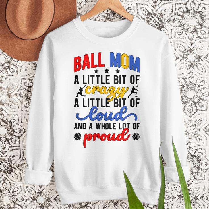 Ball Mom Proud Volleyball Baseball Mom Women Crewneck Sweatshirt