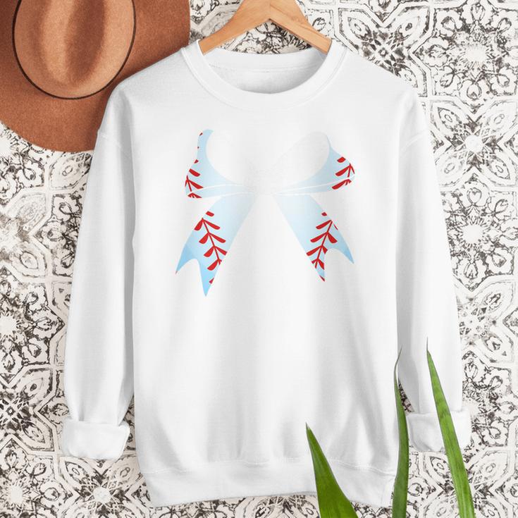 Baseball Bow Baseball Mom Women Baseball Mama Premium Women Crewneck Sweatshirt