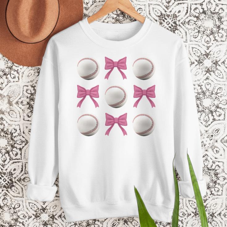 Baseball Boys Girls Baseball Mom Tee Pink Bow Baseball Women Crewneck Sweatshirt Baseball Boys Girls Baseball Mom Tee Pink Bow Baseball Women Crewneck Sweatshirt