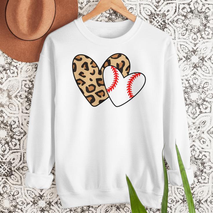 Baseball Heart Leopard Heart Sport Baseball Mom Women Crewneck Sweatshirt Baseball Heart Leopard Heart Sport Baseball Mom Women Crewneck Sweatshirt