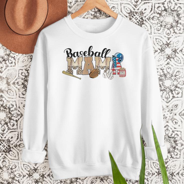 Baseball Mama Leopard Baseball Mom Mother's Day Women Crewneck Sweatshirt Baseball Mama Leopard Baseball Mom Mother's Day Women Crewneck Sweatshirt
