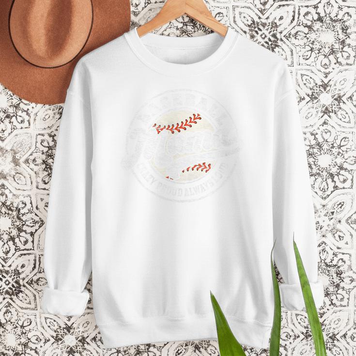 Baseball Mama Baseball Mom Matching Family Crazy Proud Premium Women Crewneck Sweatshirt