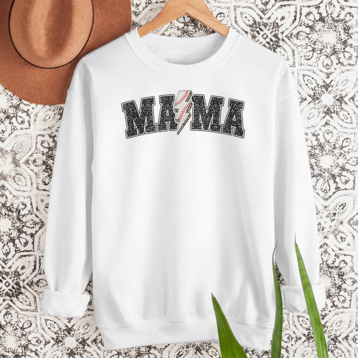 Baseball Mama Rocks Lightning Baseball Mom Mother's Day Women Crewneck Sweatshirt Baseball Mama Rocks Lightning Baseball Mom Mother's Day Women Crewneck Sweatshirt