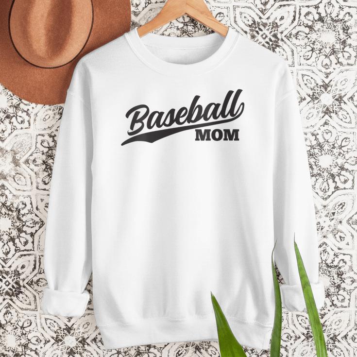 Baseball Mom 1970s Retro Cursive Font Women Crewneck Sweatshirt