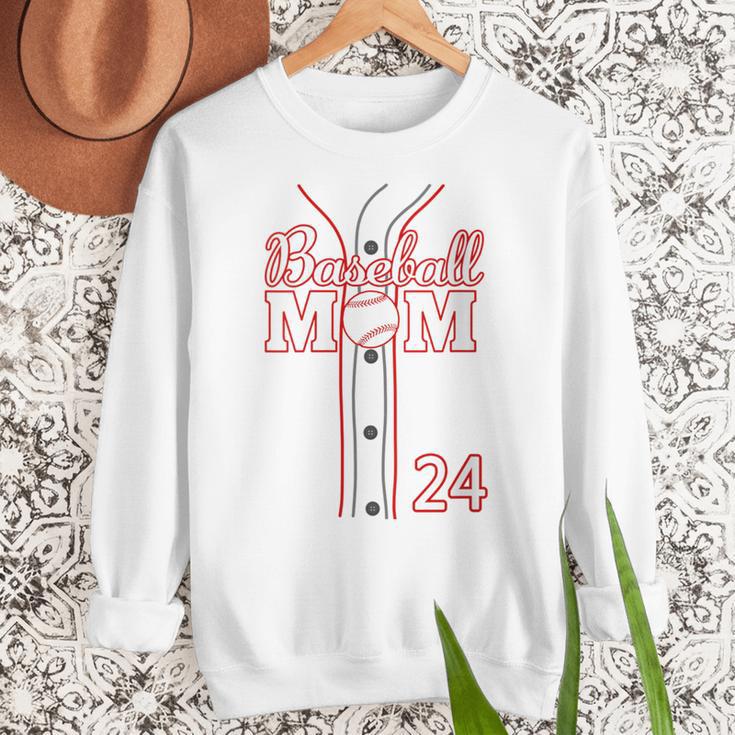 Baseball Mom 24 Number 24 Jersey Team Numbered Jersey Women Crewneck Sweatshirt