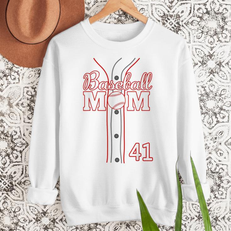 Baseball Mom 41 Number 41 Jersey Team Numbered Jersey Women Crewneck Sweatshirt Baseball Mom 41 Number 41 Jersey Team Numbered Jersey Women Crewneck Sweatshirt