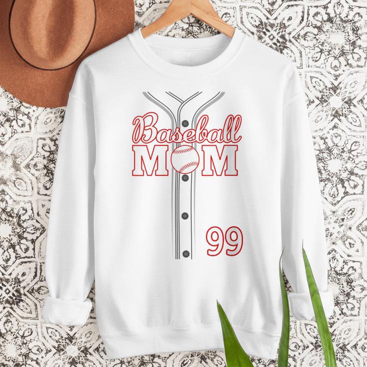 Baseball Mom 99 Number 99 Jersey Team Numbered Jersey Women Crewneck Sweatshirt