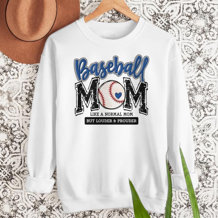 Baseball Mom Blue Varsity Baseball Mama Cute Mother's Day Women Crewneck Sweatshirt