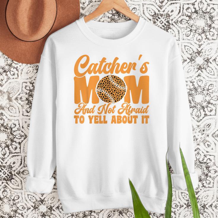 Baseball Mom Catcher's Mom Leopard Softball Mom Women Crewneck Sweatshirt Baseball Mom Catcher's Mom Leopard Softball Mom Women Crewneck Sweatshirt