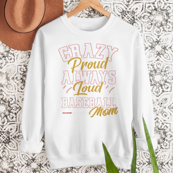 Baseball Mom Crazy Proud Always Loud Mother's Day Premium Women Crewneck Sweatshirt