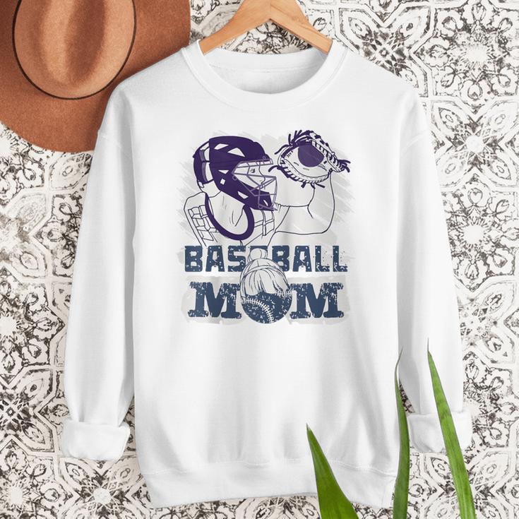 Baseball Mom Cute Design Sports & Softball Nostalgia Tee Raglan Baseball Tee Women Crewneck Sweatshirt