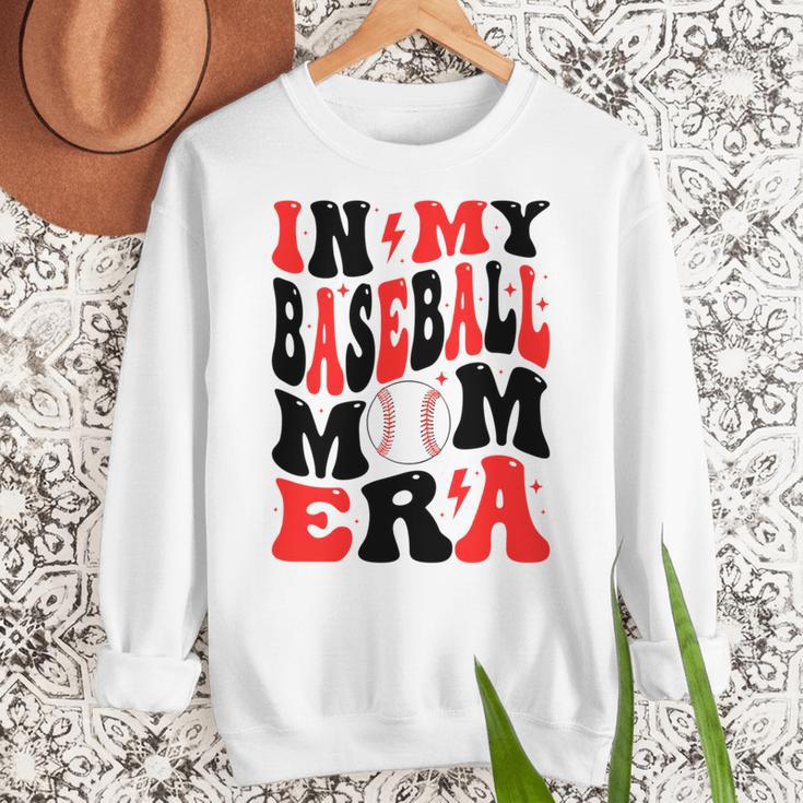 In My Baseball Mom Era Groovy Mom Women Crewneck Sweatshirt