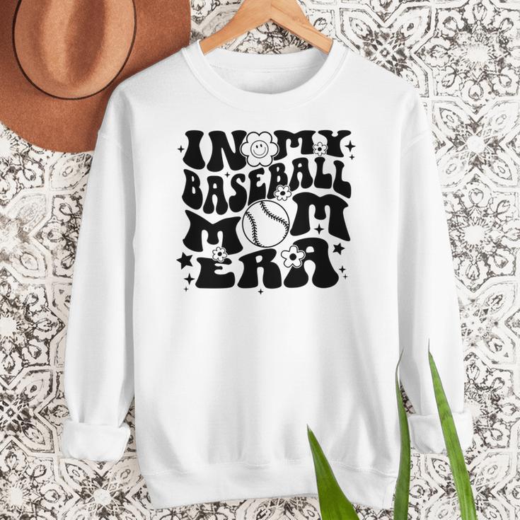 In My Baseball Mom Era Retro Groovy Sports Parent Women Crewneck Sweatshirt
