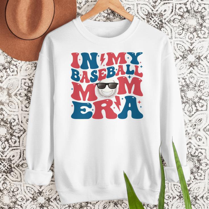 In My Baseball Mom Era Smile Face Retro Women Crewneck Sweatshirt