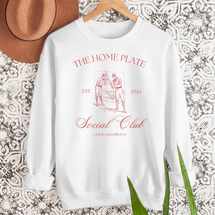 Baseball Mom Home Plate Social Club Mother's Day Women Crewneck Sweatshirt Baseball Mom Home Plate Social Club Mother's Day Women Crewneck Sweatshirt