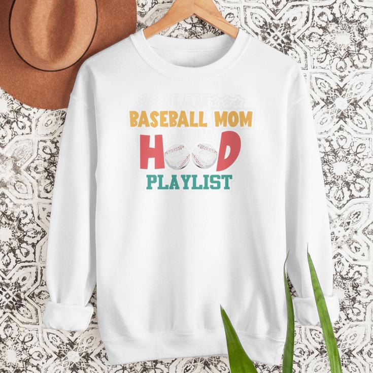I Am A Baseball Mom With A Hood Playlist Premium Women Crewneck Sweatshirt