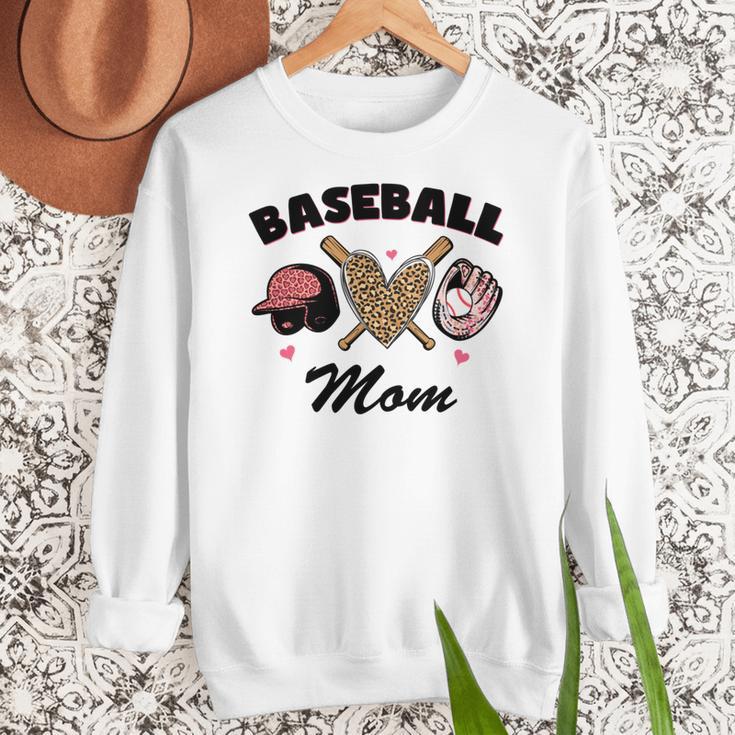 Baseball Mom Leopard Heart Game Day Love Mommy Women Crewneck Sweatshirt Baseball Mom Leopard Heart Game Day Love Mommy Women Crewneck Sweatshirt