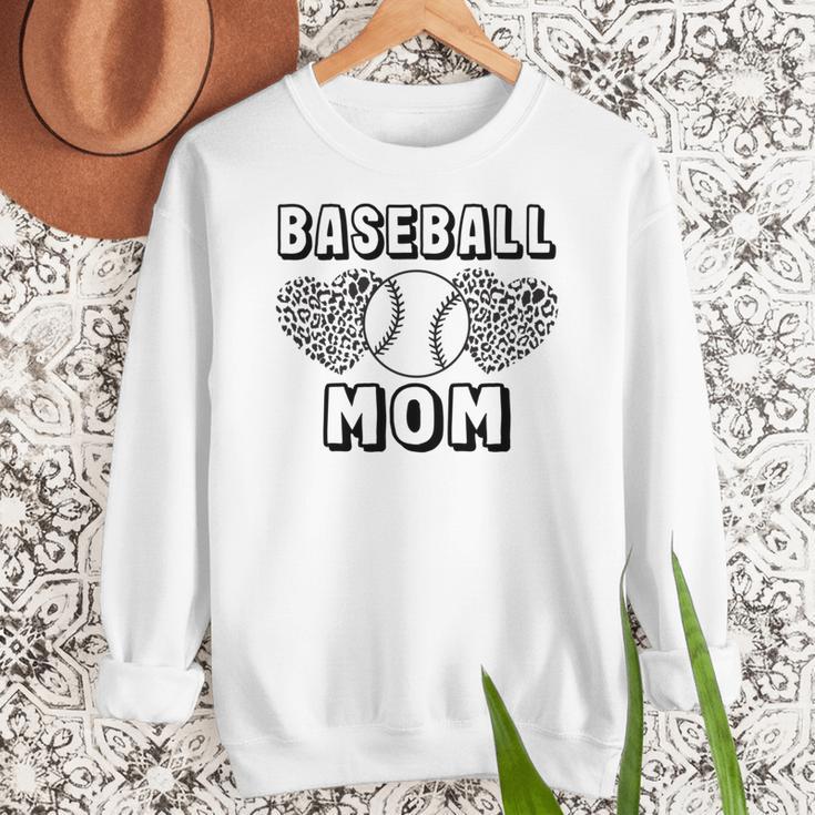 Baseball Mom Leopard Heart Game Day Women Crewneck Sweatshirt Baseball Mom Leopard Heart Game Day Women Crewneck Sweatshirt