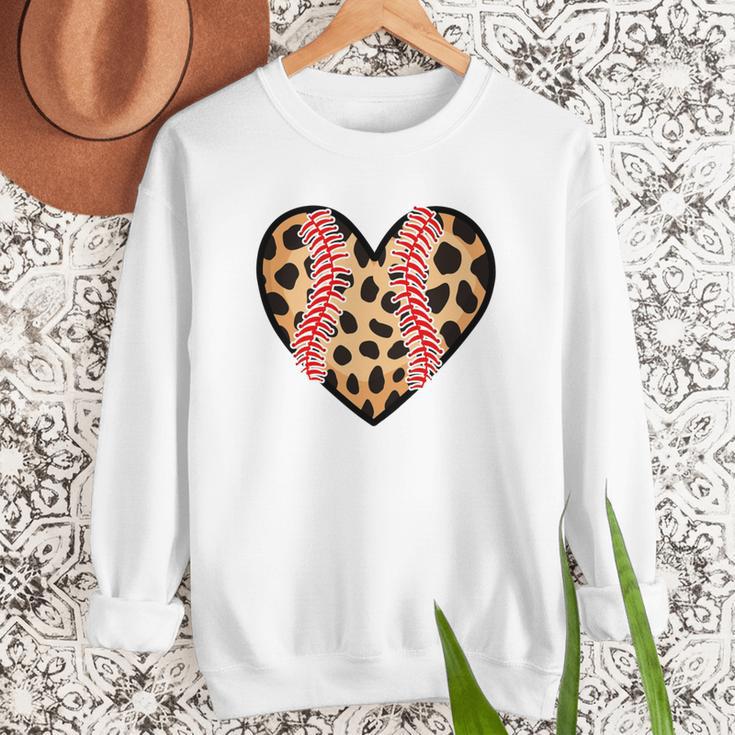 Baseball Mom Leopard Heart Valentine Day Mother Day Women Crewneck Sweatshirt Baseball Mom Leopard Heart Valentine Day Mother Day Women Crewneck Sweatshirt