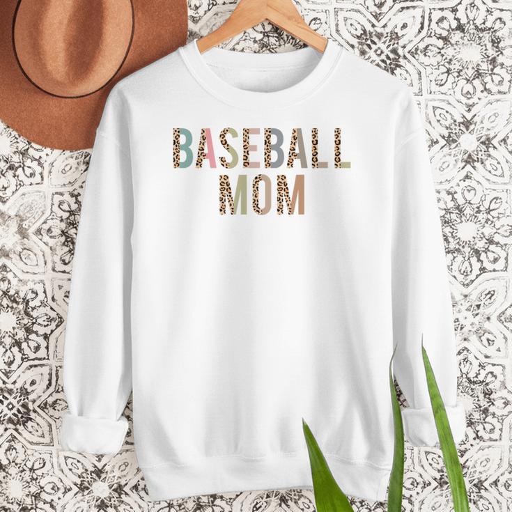 Baseball Mom Leopard Print Baseball Mother's Day Women Crewneck Sweatshirt Baseball Mom Leopard Print Baseball Mother's Day Women Crewneck Sweatshirt