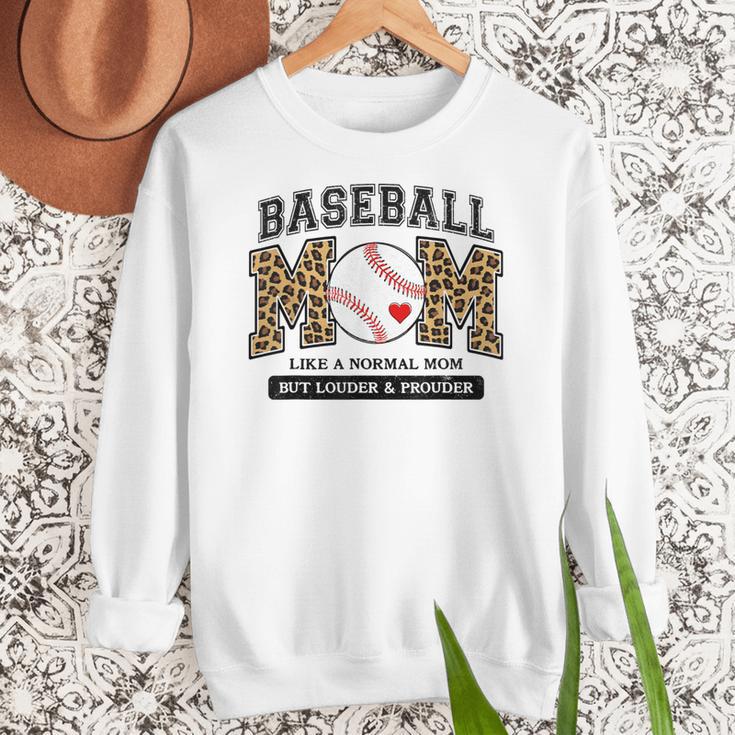 Baseball Mom Leopard Like a Normal But Louder And Prouder Women Crewneck Sweatshirt