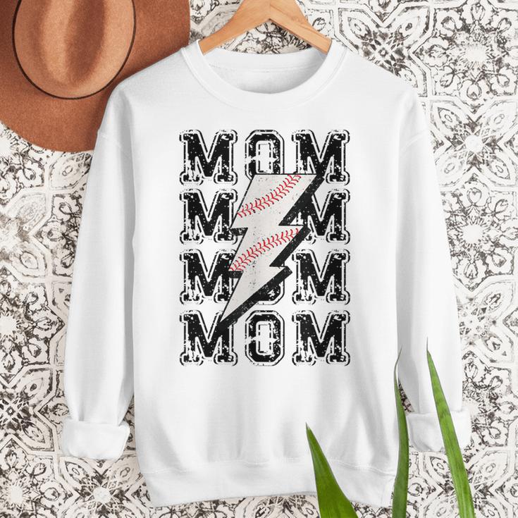 Baseball MOM Lightning Bolt Tshirt Retro Women Crewneck Sweatshirt