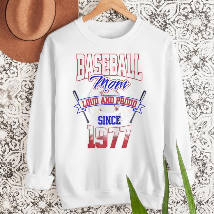 Baseball Mom Loud & Proud Since 1977 Raglan Baseball Tee Women Crewneck Sweatshirt Baseball Mom Loud & Proud Since 1977 Raglan Baseball Tee Women Crewneck Sweatshirt
