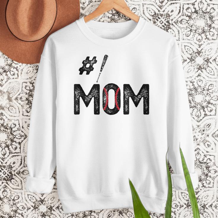 Baseball Mom Number One 1 Mother Baseball Lover Mother's Day Women Crewneck Sweatshirt Baseball Mom Number One 1 Mother Baseball Lover Mother's Day Women Crewneck Sweatshirt