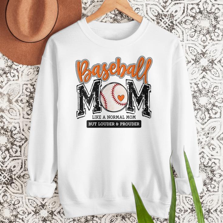 Baseball Mom Orange Varsity Baseball Mama Cute Mother's Day Women Crewneck Sweatshirt
