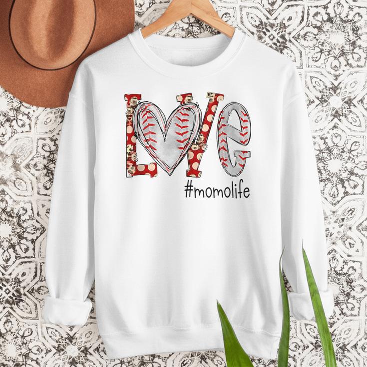 Baseball Mom Shirt Heart Love Baseball Momolife Women Crewneck Sweatshirt