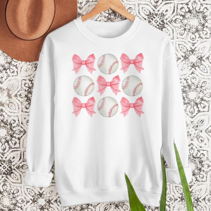 Baseball Mom Sister Tween Teen Girl Girly Pink Bow Preppy Premium Women Crewneck Sweatshirt Baseball Mom Sister Tween Teen Girl Girly Pink Bow Preppy Premium Women Crewneck Sweatshirt