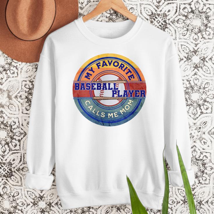 Baseball Moms My Favorite Baseball Player Call Me Moms Women Crewneck Sweatshirt