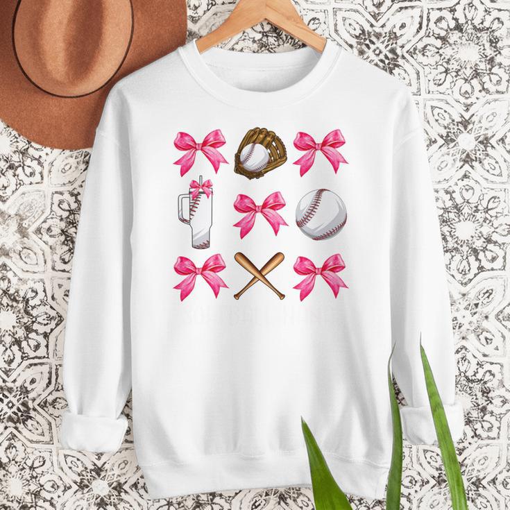 Baseball Nana Era Bows Baseball Mom Women Women Crewneck Sweatshirt