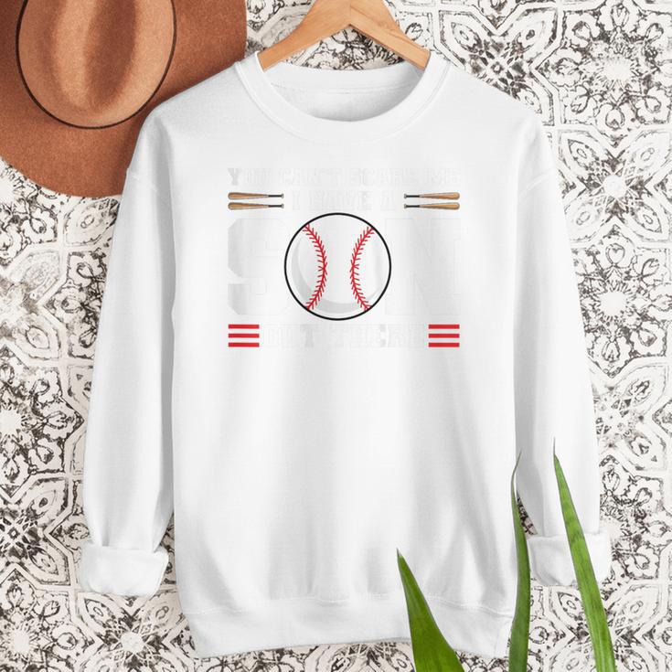 You Can't Scare Me I Have a Son Baseball Mom Women Crewneck Sweatshirt You Can't Scare Me I Have a Son Baseball Mom Women Crewneck Sweatshirt