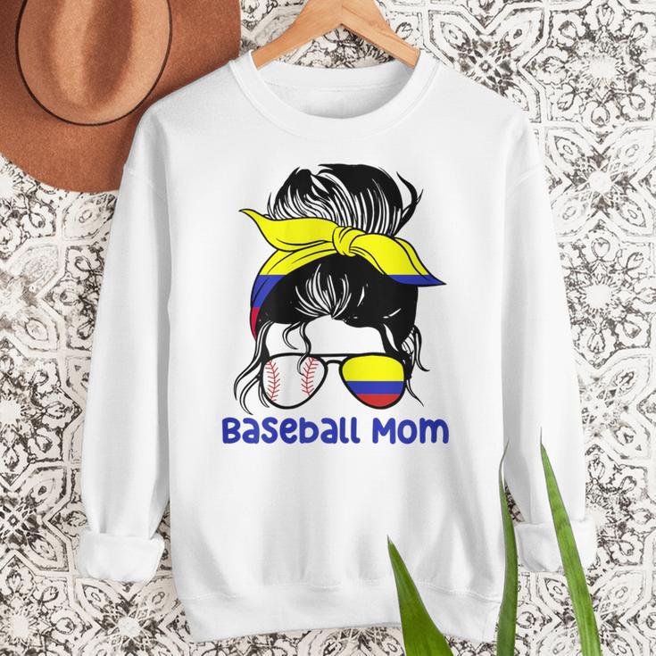 Colombia Baseball Mom Messy Bun Women Crewneck Sweatshirt Colombia Baseball Mom Messy Bun Women Crewneck Sweatshirt
